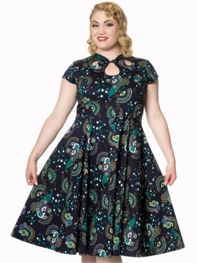 Dancing Days PROUD PEACOCK CUT OUT Flare jurk - L - Blauw