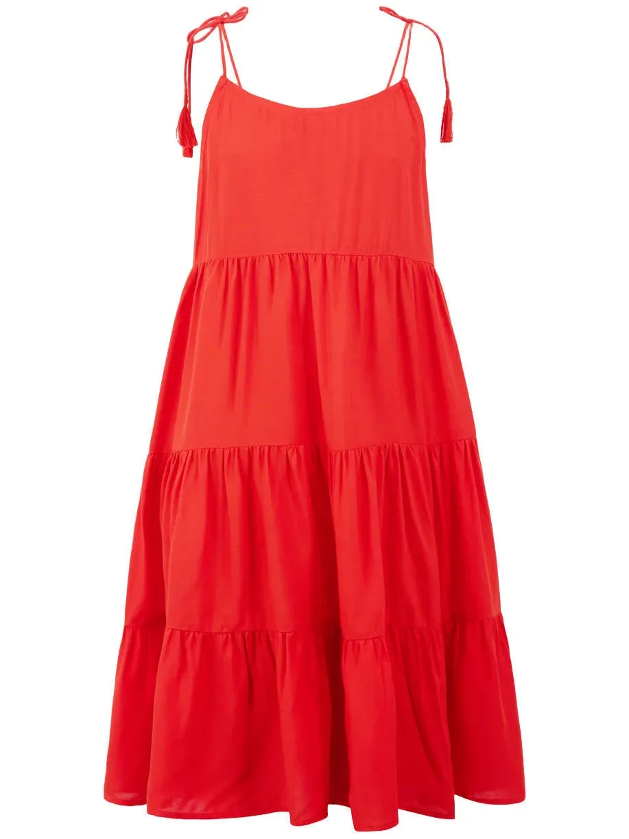 Shoeby Layer midi zomerjurk rood, foto 2