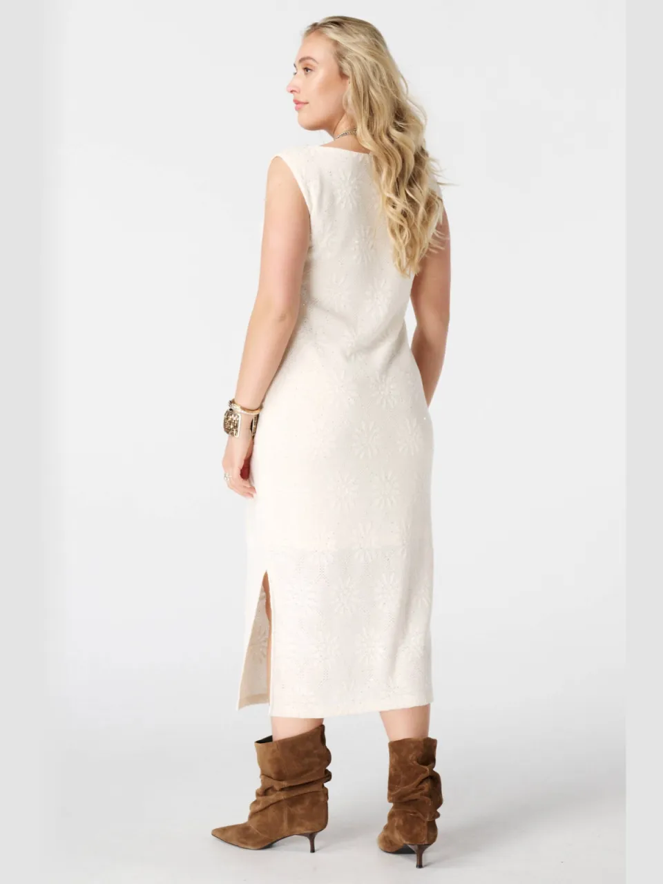 MS Mode gebloemde midi jurk met pailletten Plus Size - ecru, foto 4