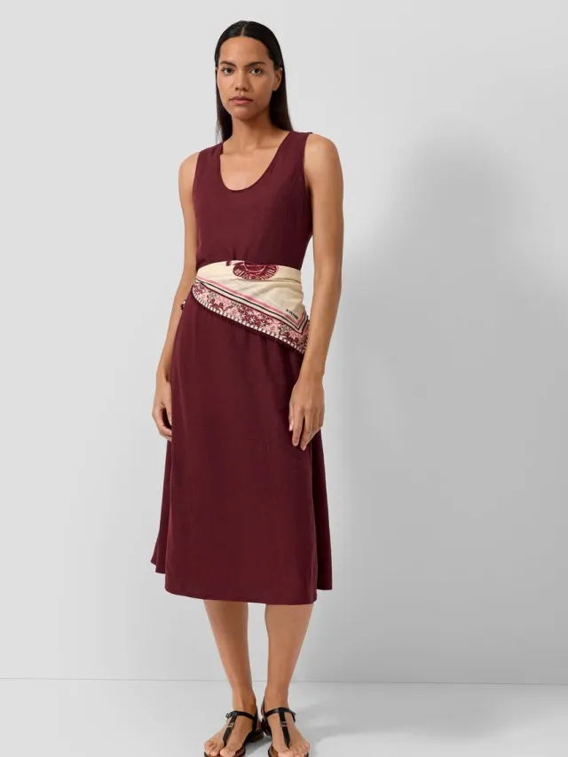 S.Oliver female - Midi-jurk van linnenmix bordeaux