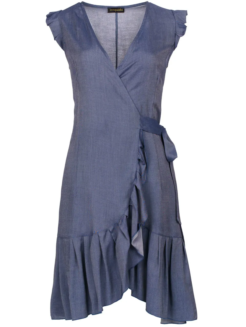 Conquista Blauwe Denim stijl wikkeljurk, foto 2