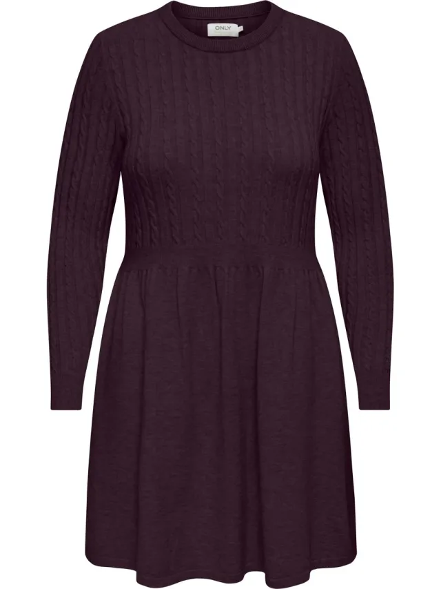 Only Carmakoma CARFIA LS CABLE SHORT DRESS KNT - Dames - Mini jurken Port Royale