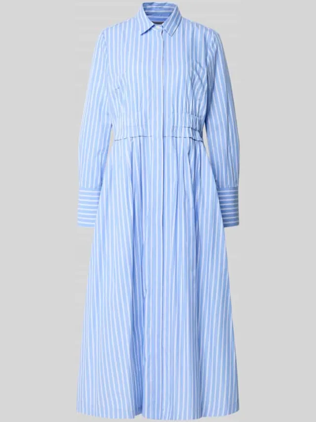 White Label regular fit midi-jurk met platte kraag blauw, foto 2