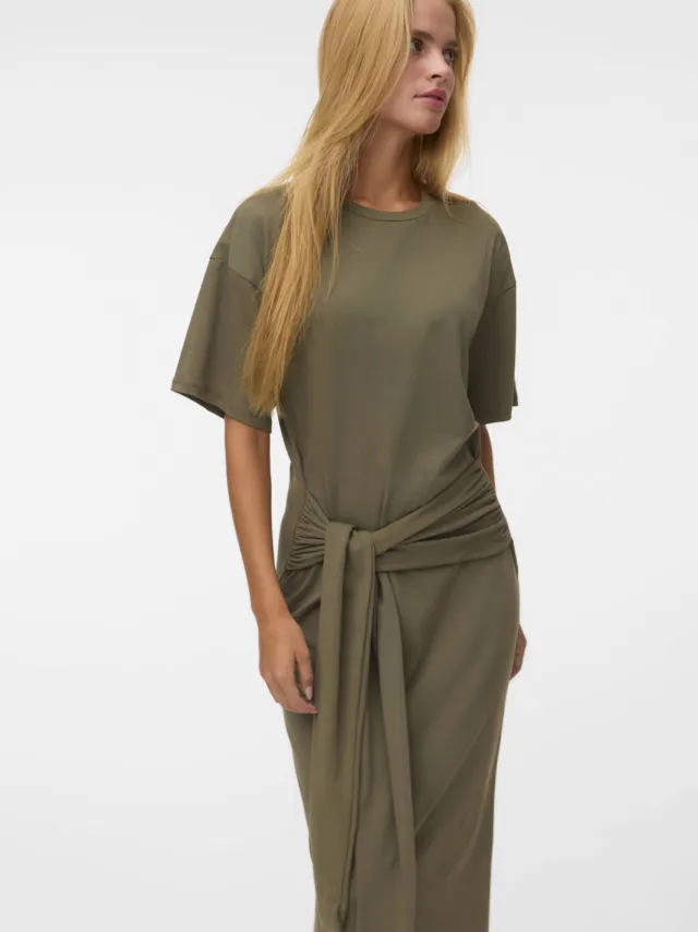 Vero Moda midi T-shirtjurk - lichtgeel Donkergroen