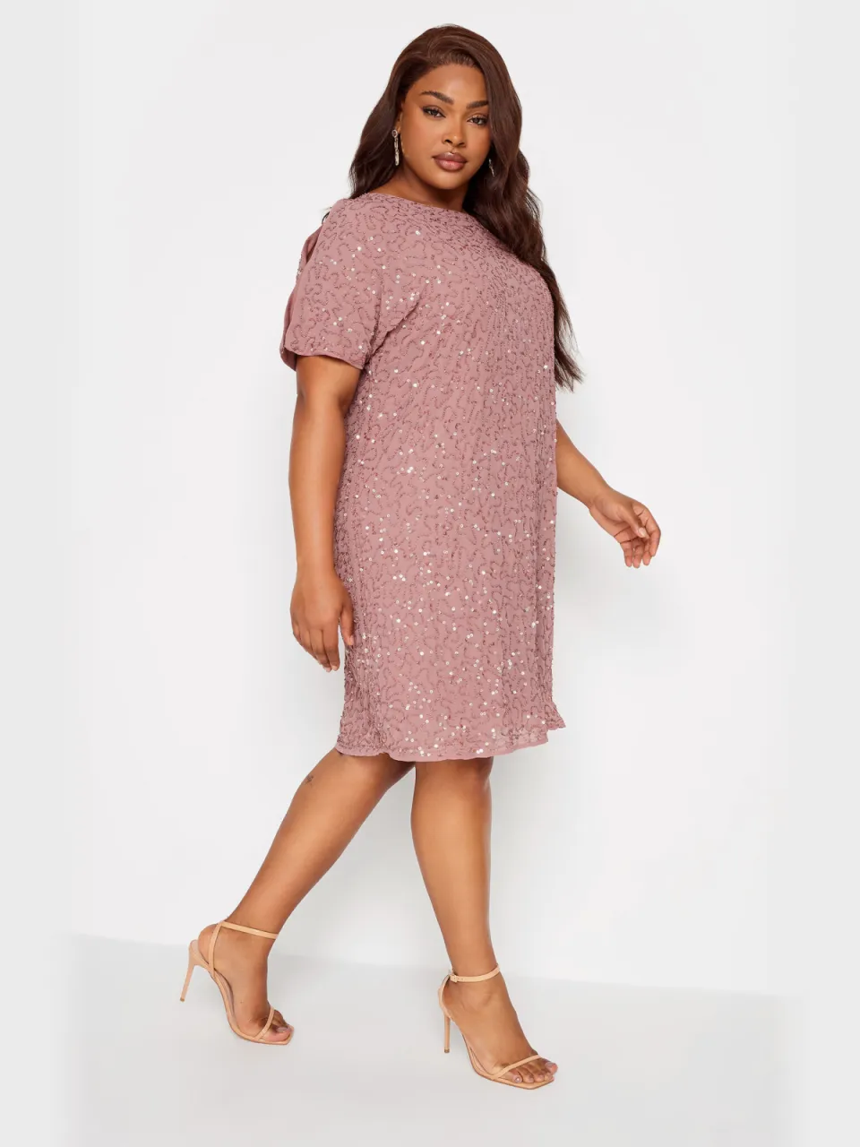 Luxe: Ultimate Embellishment Luxe Shiftjurk Met Versiering & Capemouwen In Lichtrozesize 54-56 roze, foto 2