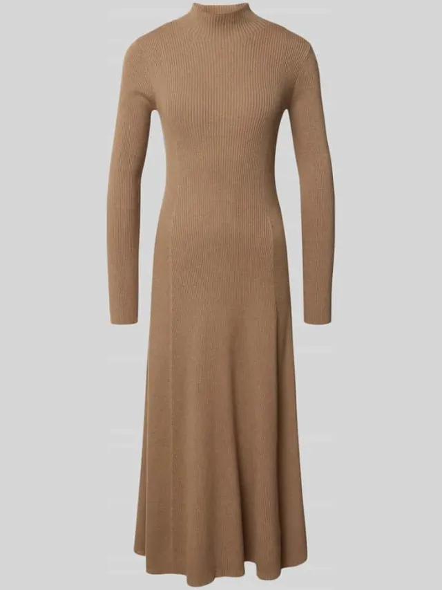 MYON Slim Fit midi-jurk van viscosemix met tricotlook taupe gemêleerd, foto 2