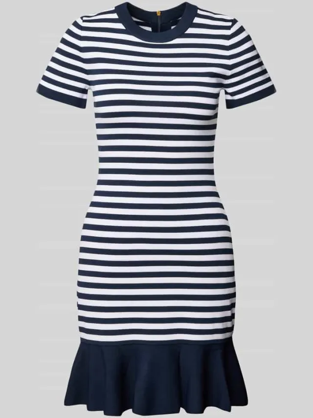 MICHAEL Michael Kors t-shirtjurk van viscosemix met ronde hals marineblauw, foto 2