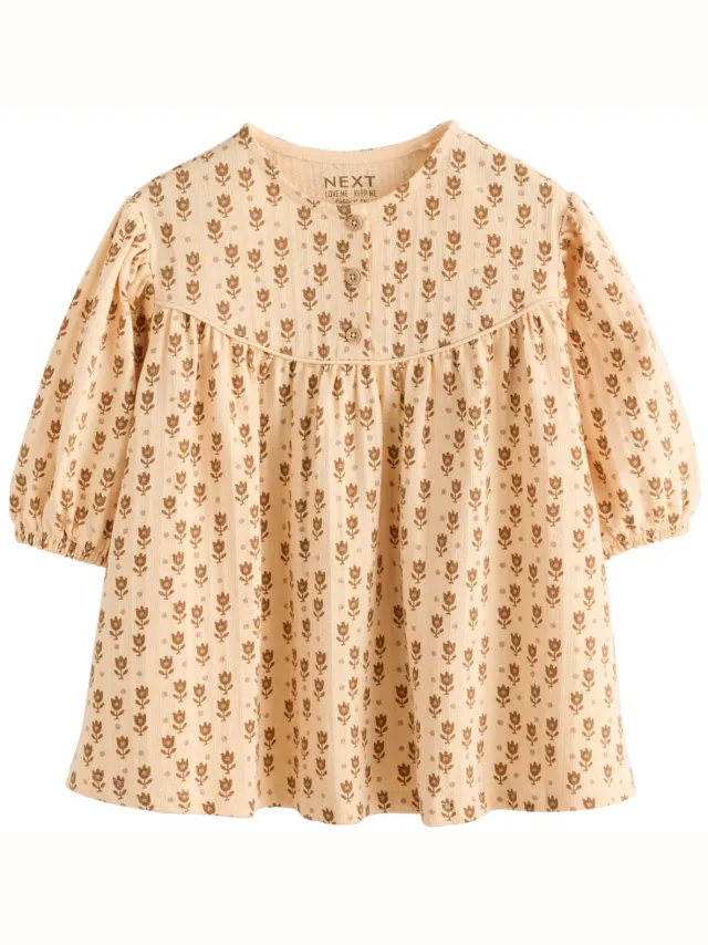 Next Meisjes - Lange jurk met pofmouwen - Geel Neutral Floral