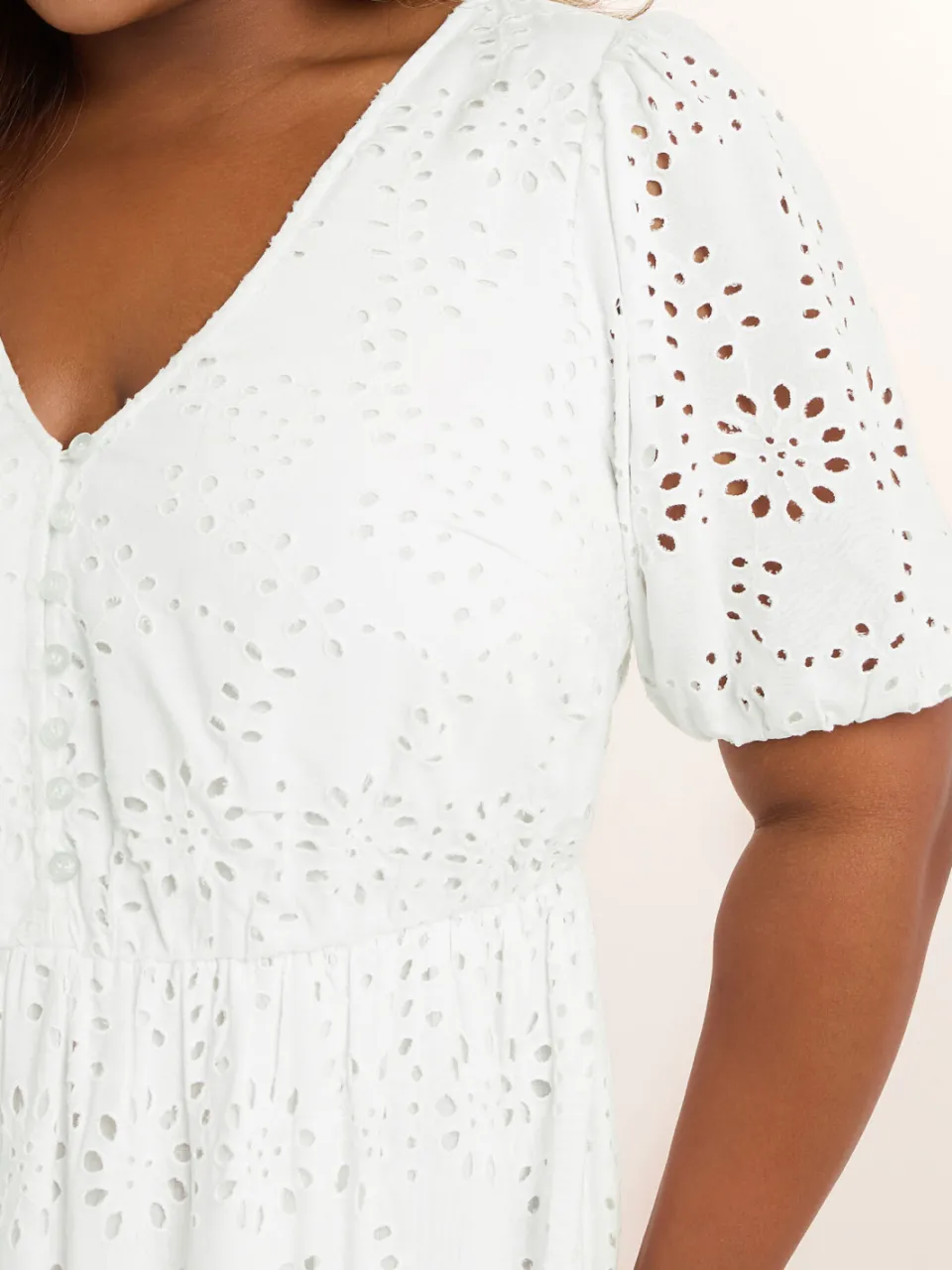 Yours Gelaagde Maxi Jurk Met Broderieontwerp In Wit-52, foto 5