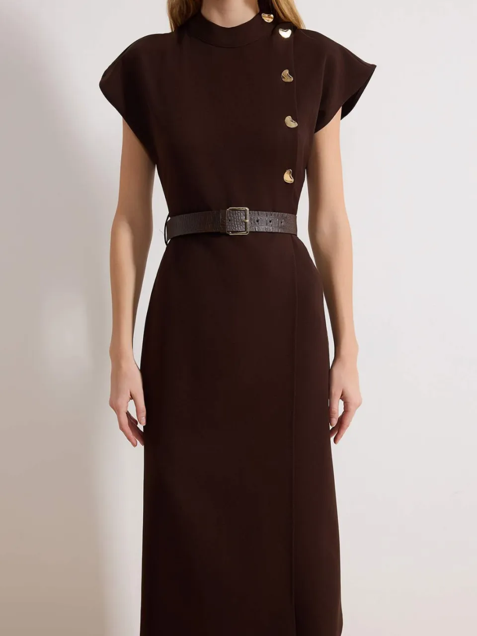 Turkishsouq Platte, mouwloze midi-jurk voor dames, geschikt voor dagelijks gebruik. bruin, foto 2