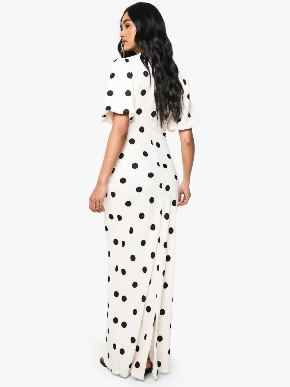 boohoo Dames Polka Dot Puff Sleeve Maxi Dress ivoor, foto 2