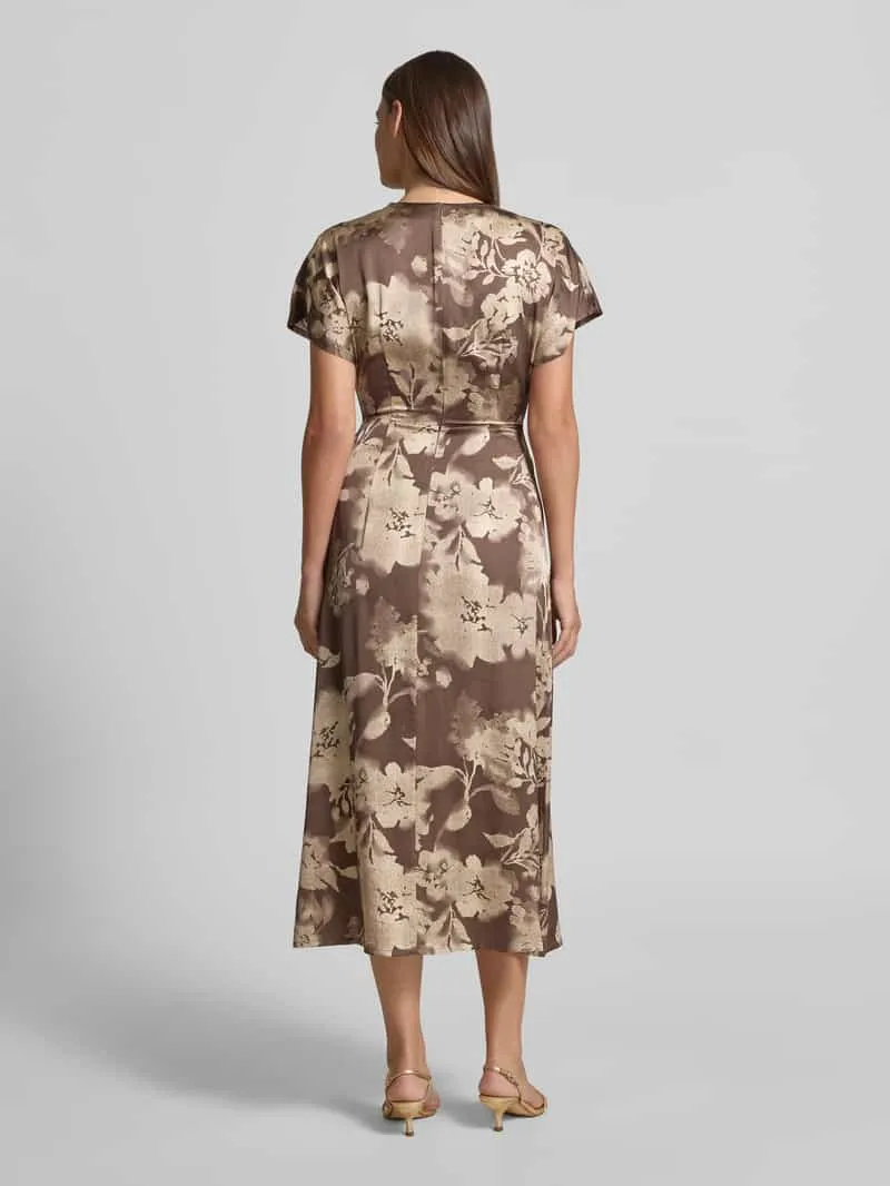Jake*s Collection midi-jurk van viscose met cascadehals donkerbruin, foto 3