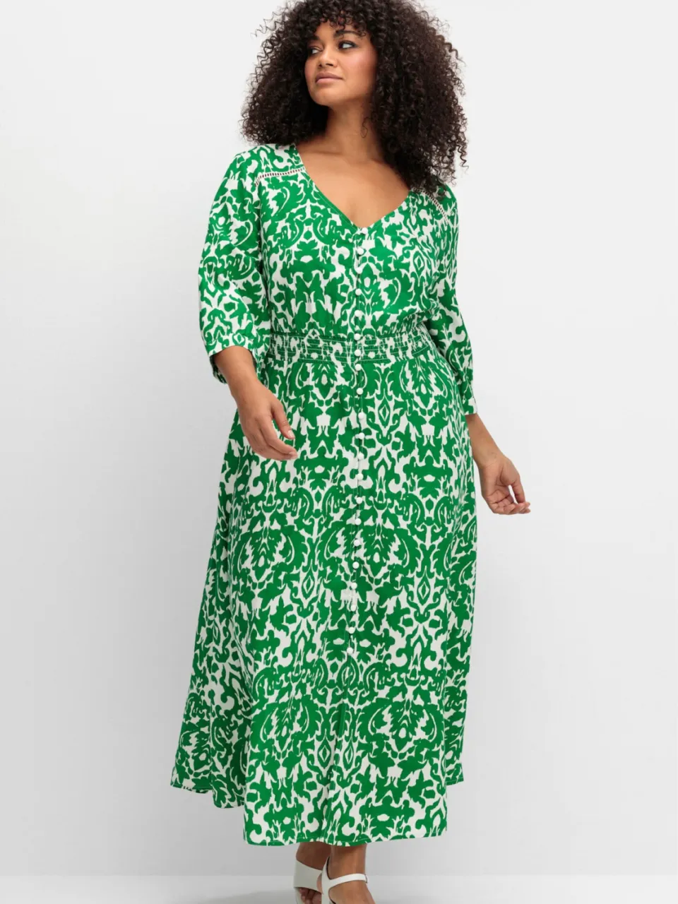 Maxi-jurk groen/off-white