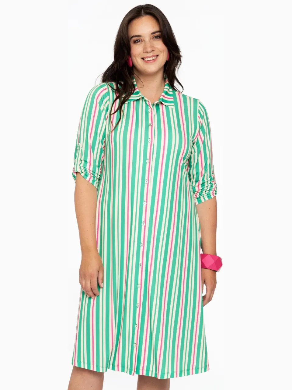 Yoek Blouse-jurk STRIPY | Groen