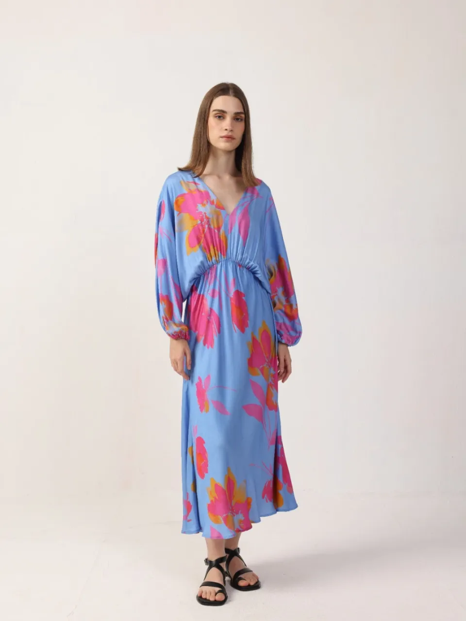 Neu Nomads dames vegan Jurk Helena Pink Poppies Multicolor meerkleurig
