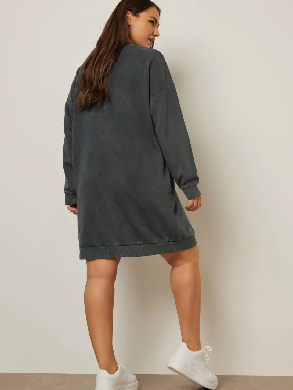 Yours Sweatshirtjurk Van Katoenmix Met Lange Mouwen In Donkergrijs-52 grijs, foto 4