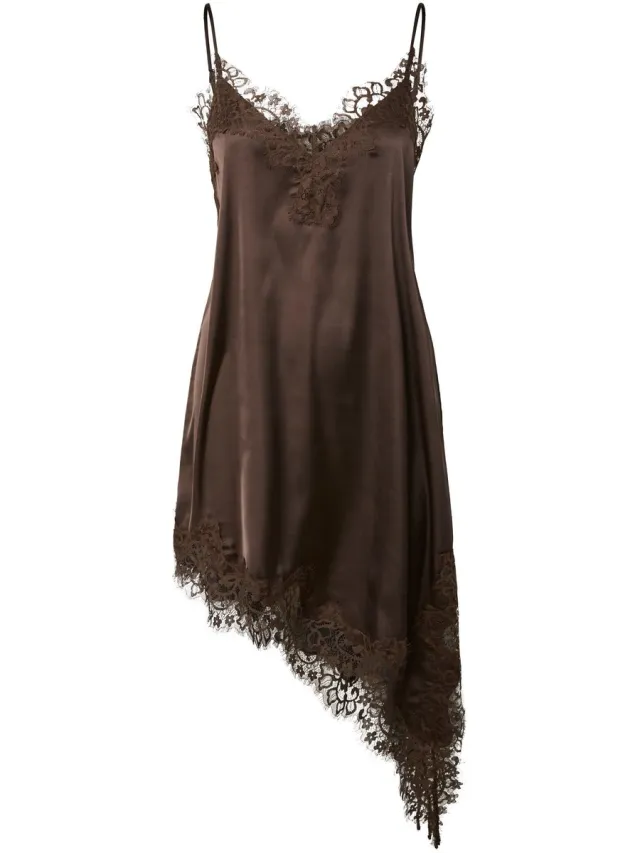 Pieces midi-jurk PCNOMI SATIJN KANT Hot Fudge1