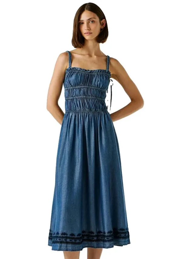 Pepe Jeans Cass Lange Jurk Zonder Mouwen Blauw M Vrouw Blue