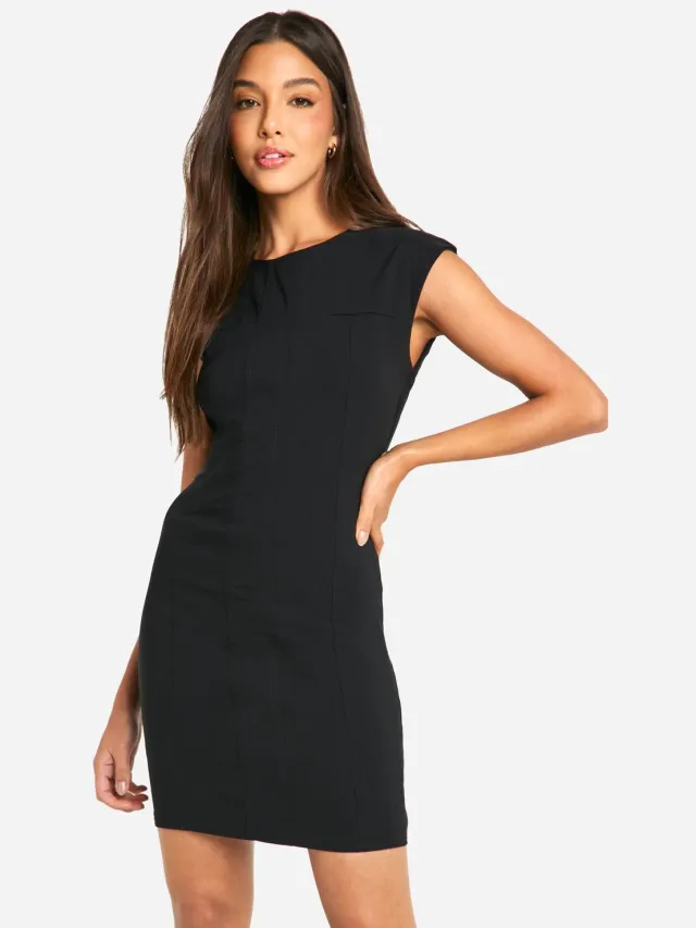 boohoo Dames Boxy Getailleerde Mini Jurk Zwart