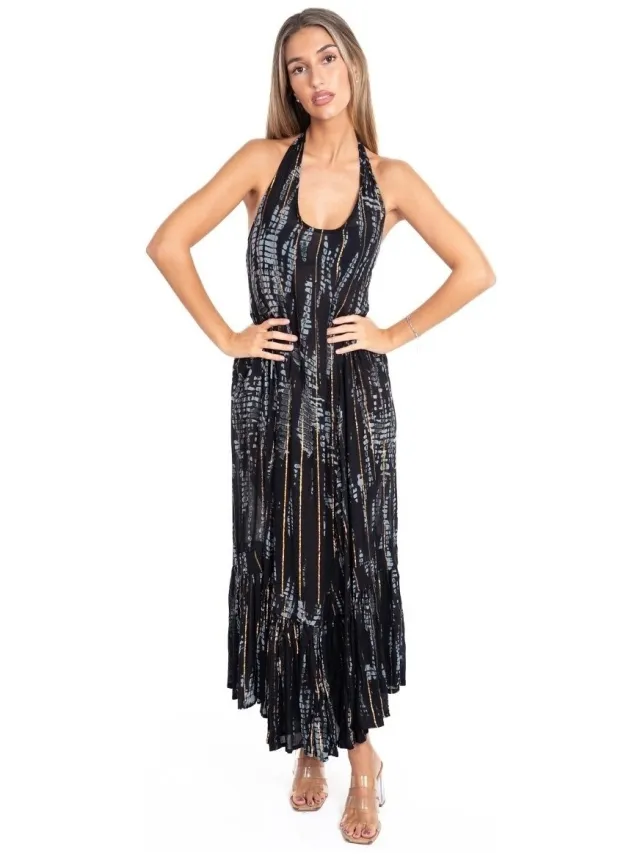 Isla Bonita By Sigris Lange Jurk Isla Bonita By Sigris Lange Midi-Jurk Zwart