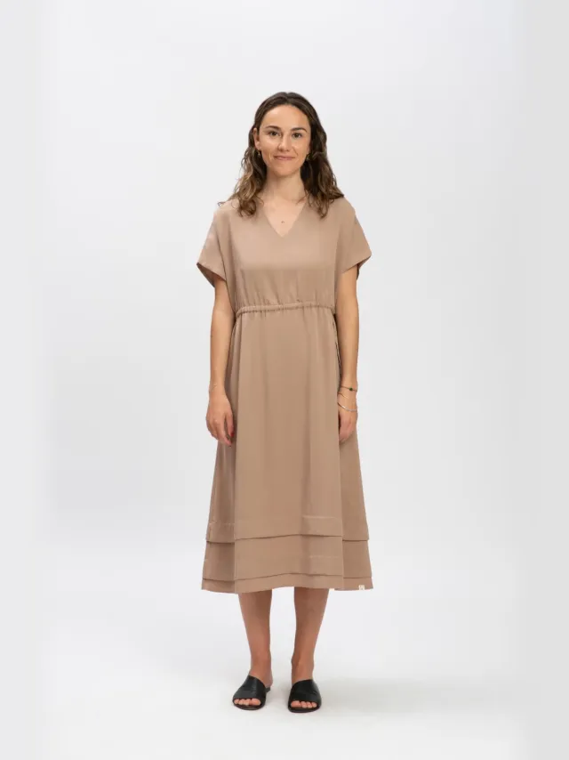 MATONA dames vegan Jurk Portabella Bruin Lichtbruin