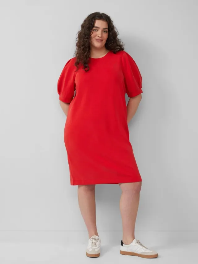S.Oliver female - Korte scuba jurk met pofmouwen rood