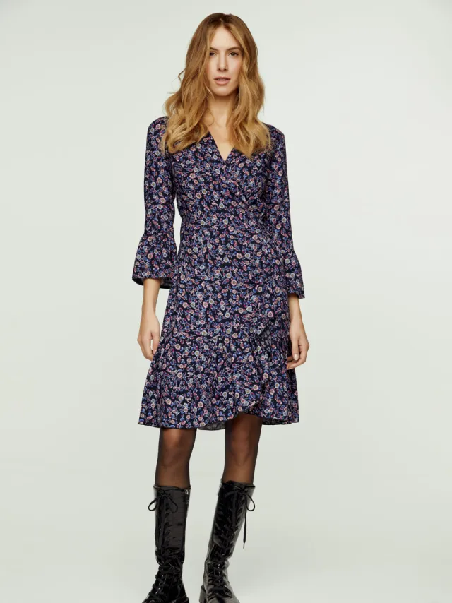 Conquista Wikkeljurk In Viscose Met Bloemenprint En Klokmouwen Veelkleurig