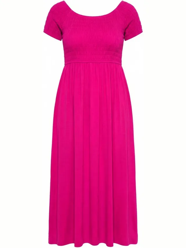 Angel of Style Dames - Maxi-jurk A-lijn jersey gerimpelde borst - Licht heide