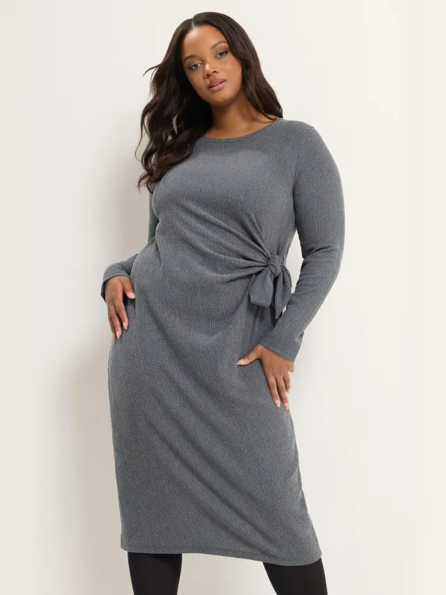 Yours Grijze Midijurk Met Strik Aan De Zijkant Grey