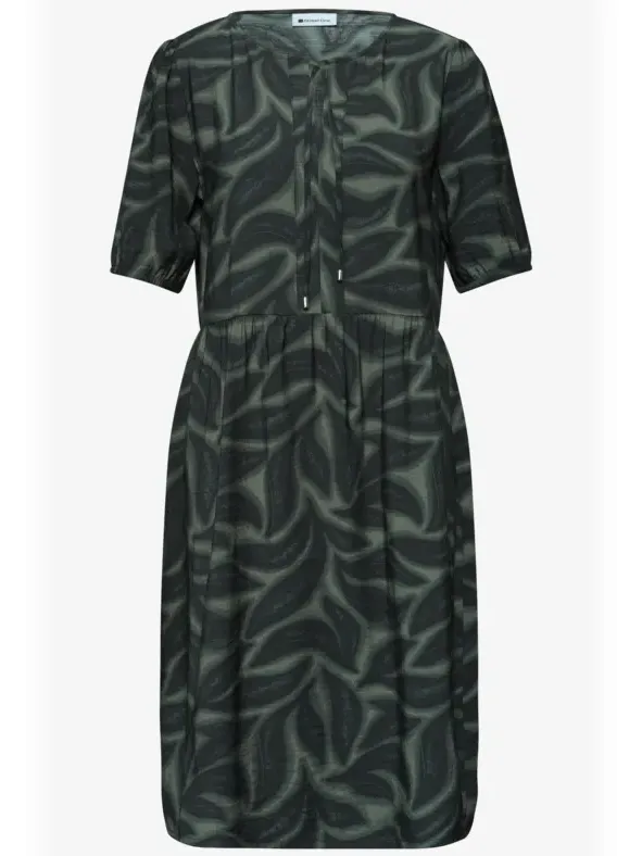 Street One Knielange jurk met gespleten hals en print groen, foto 2