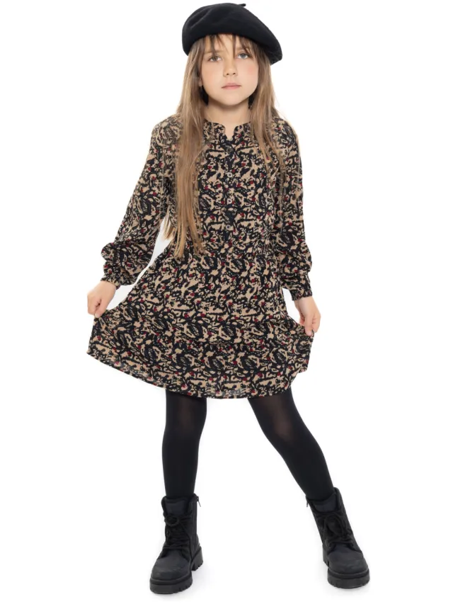 No Way Monday A-lijn jurk met print beige