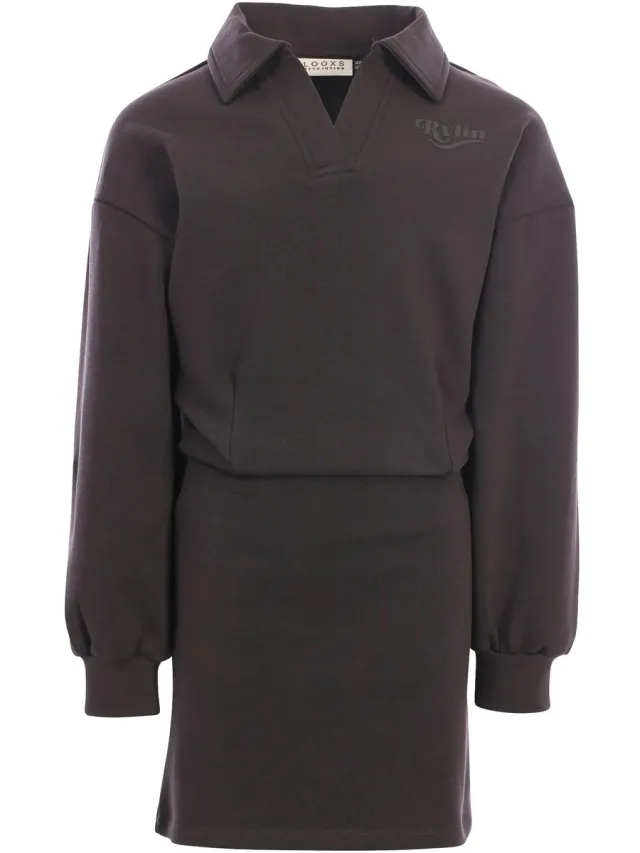 LOOXS REVOLUTION LOOXS 10sixteen Meisjes jurk - Maat 134/140 in de kleur antraciet van 94 % Cotton 6% Elastane - 2632-5857-094