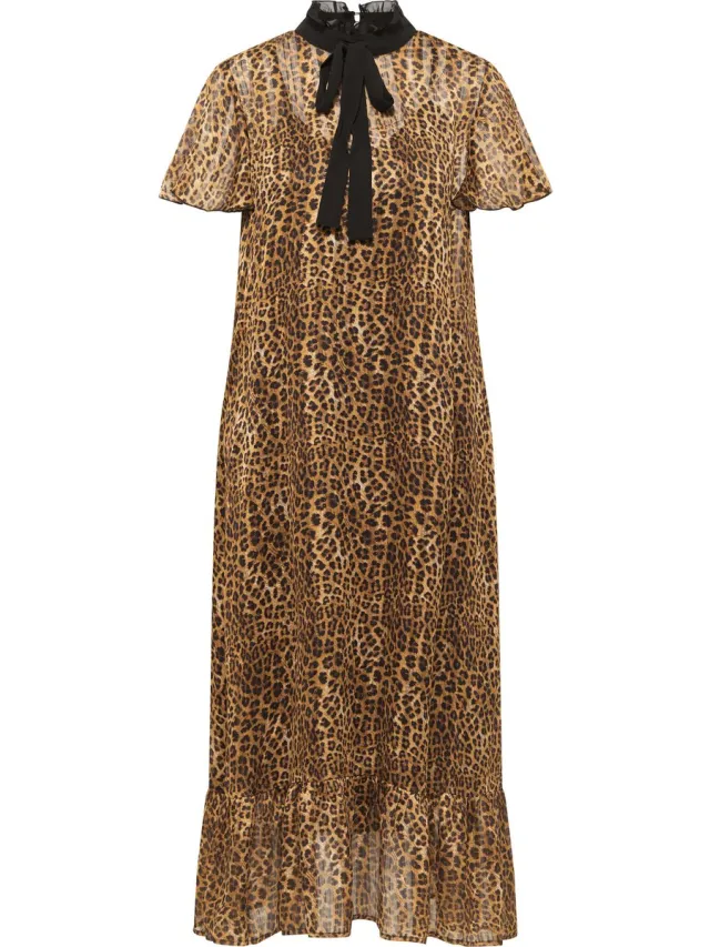 Faina Midi-jurk met luipaardprint naemi bruin