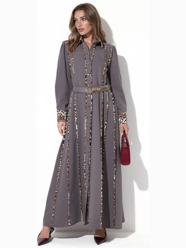 MSN Collection Leopardprint Maxi Hemdress Veelkleurig