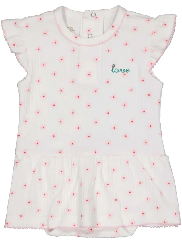 B.E.S.S. Baby jurkje met romper Wit/Roze