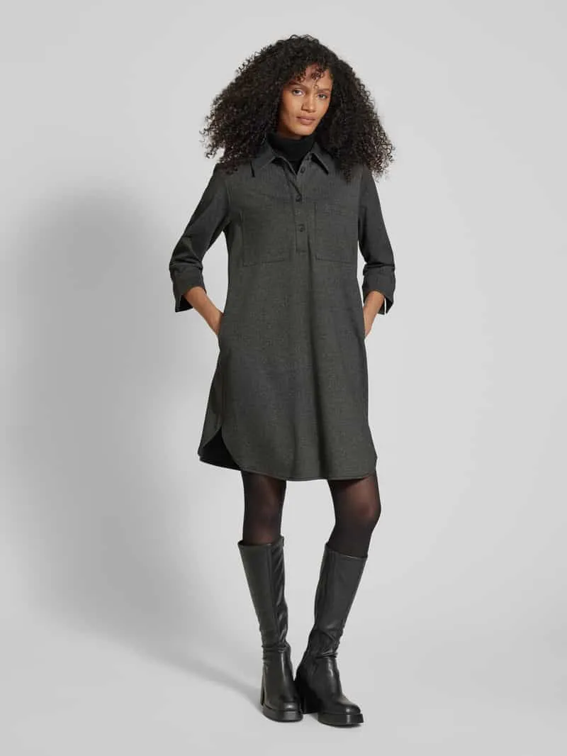 Opus Knielange jurk met platte kraag, model 'Wenso' Zwart