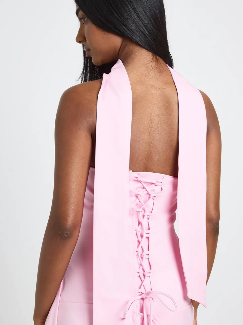 boohoo Dames Gestructureerde Mini-jurk Met Corsetdetail En Gedrapeerde Zijkant pastelroze, foto 4
