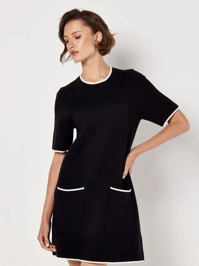 Apricot Monochrome Knitted Mini Dress Zwart