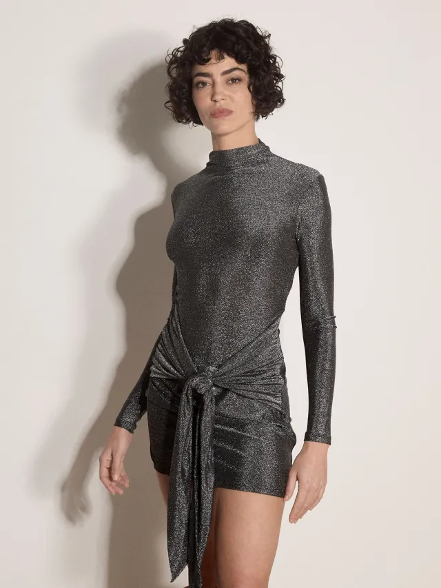 Apricot Mini-jurk met glitter Silver
