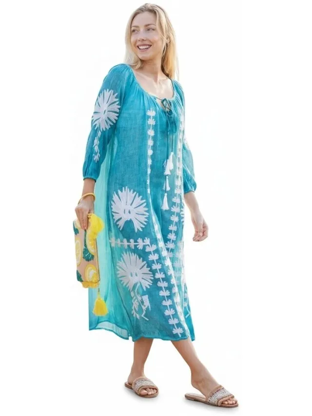 Isla Bonita By Sigris Midi-jurken Isla Bonita By Sigris Lange Midi-Jurk Blauw