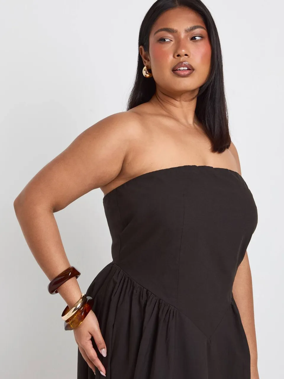 boohoo Dames Plus Bandeau Midaxi Jurk zwart, foto 3