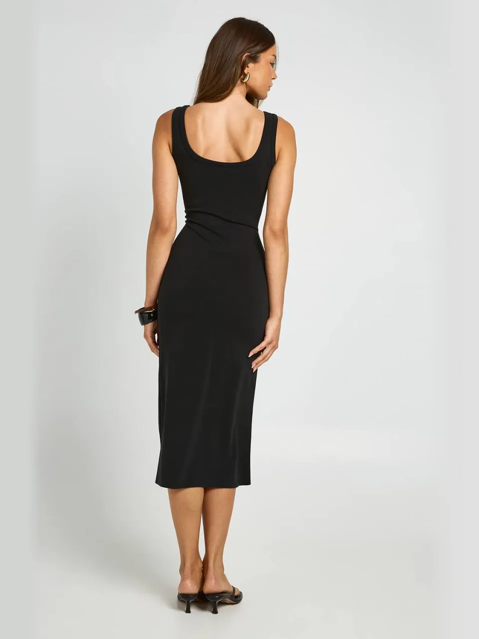 boohoo Dames Premium Superzachte Geribbelde Midi-jurk Met Ronde Hals zwart, foto 2