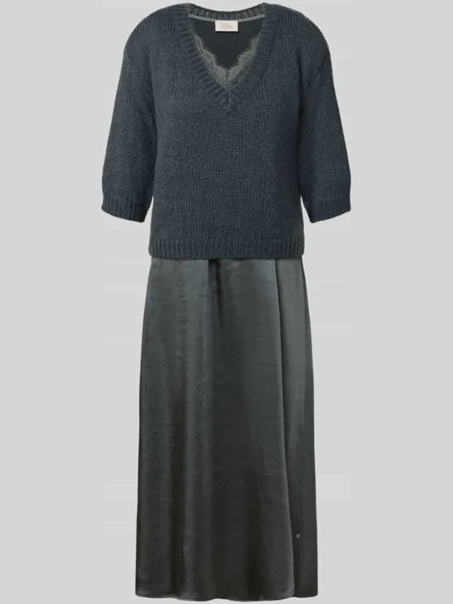ROBE LÉGÈRE Flatteus vrijetijdsjurk met kant donkergroen, foto 2