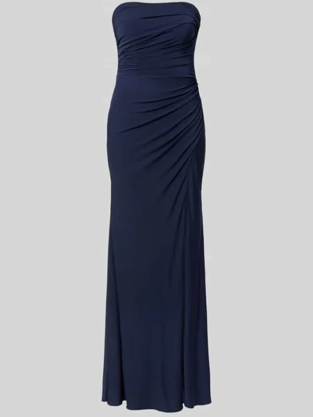 Hey Kyla slim fit avondjurk in maxilengte met loopsplit marineblauw, foto 2