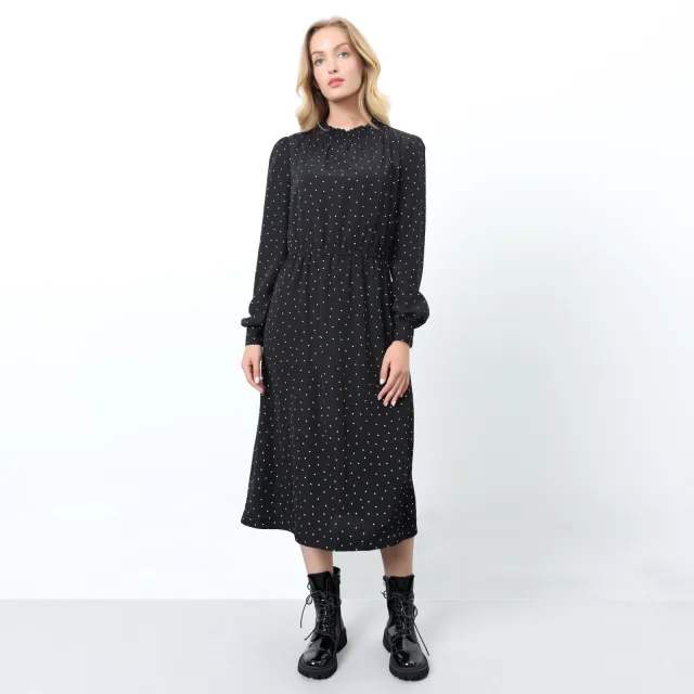 Smart & Joy Polka dot print jurk Zwart