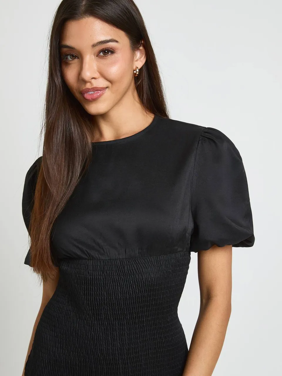 boohoo Dames Mini Jurk Met Gerimpelde Taille En Asymmetrische Zoom zwart, foto 4