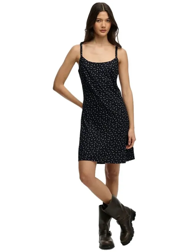 Superdry Printed Cami Mini Mouwloze Korte Jurk Zwart XS Vrouw Black Ditsy Floral