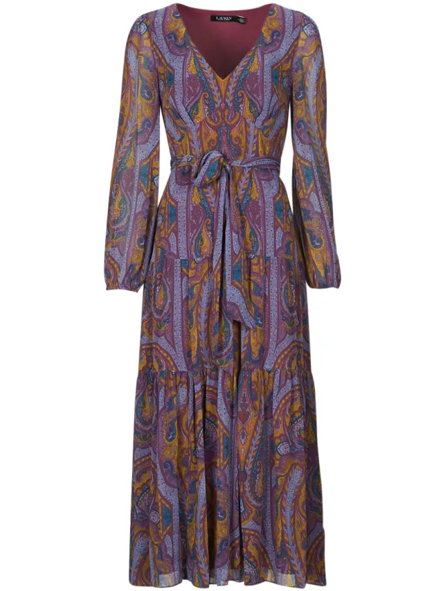 Lauren Ralph Lauren Lange Jurk Lauren Ralph Lauren HATETA-LONG SLEEVE-DAY DRESS Multicolour