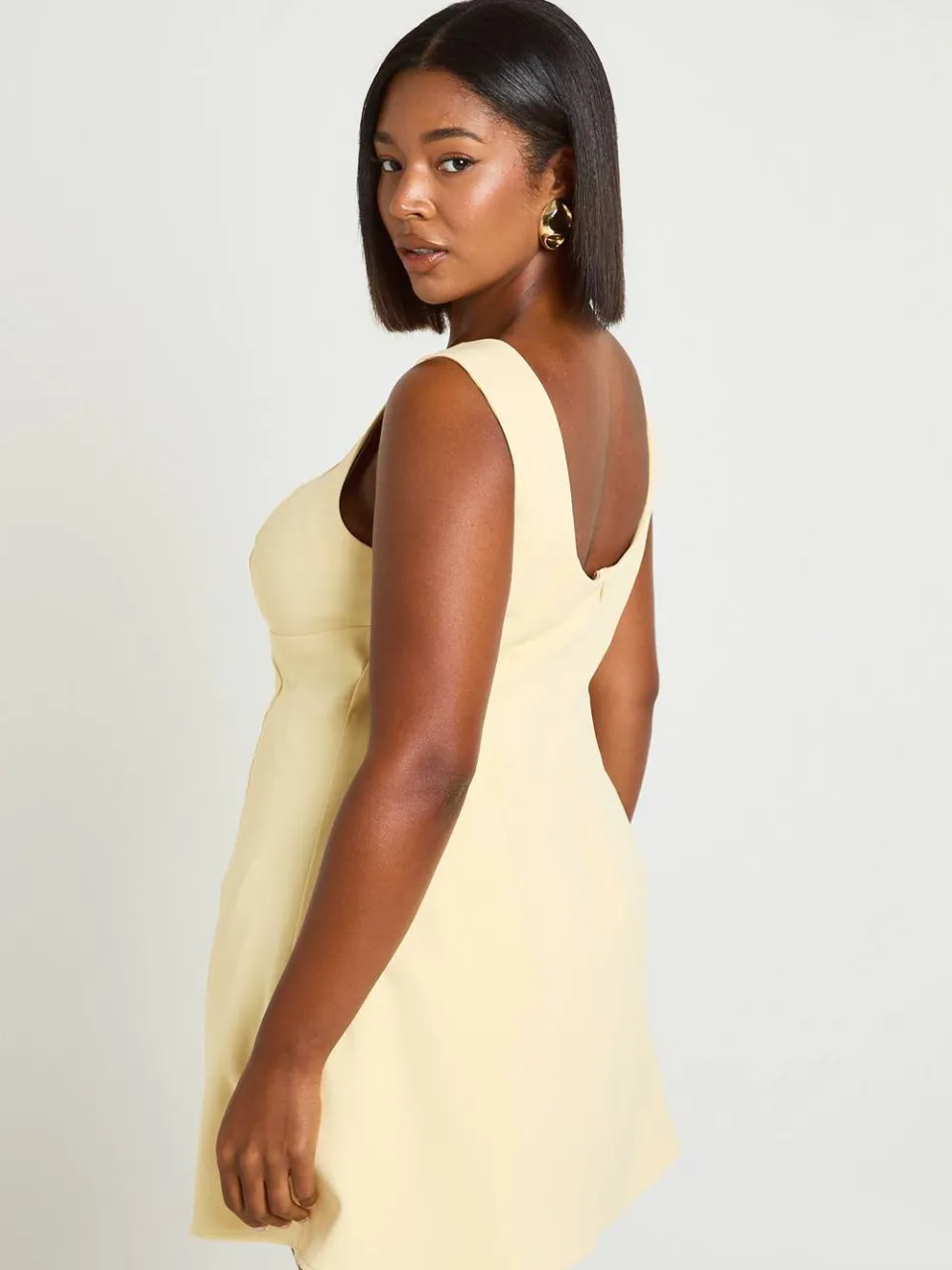 boohoo Dames Plus Gestructureerde A-lijn Mini Jurk boter, foto 2