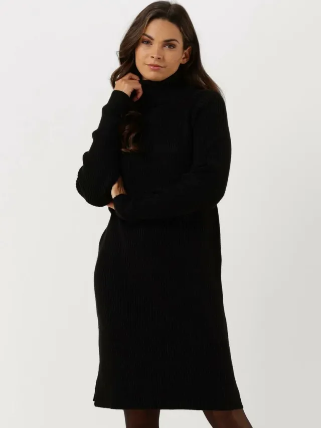 Minus Ava Knit Turtleneck Dress Dames - Jurk - Zwart